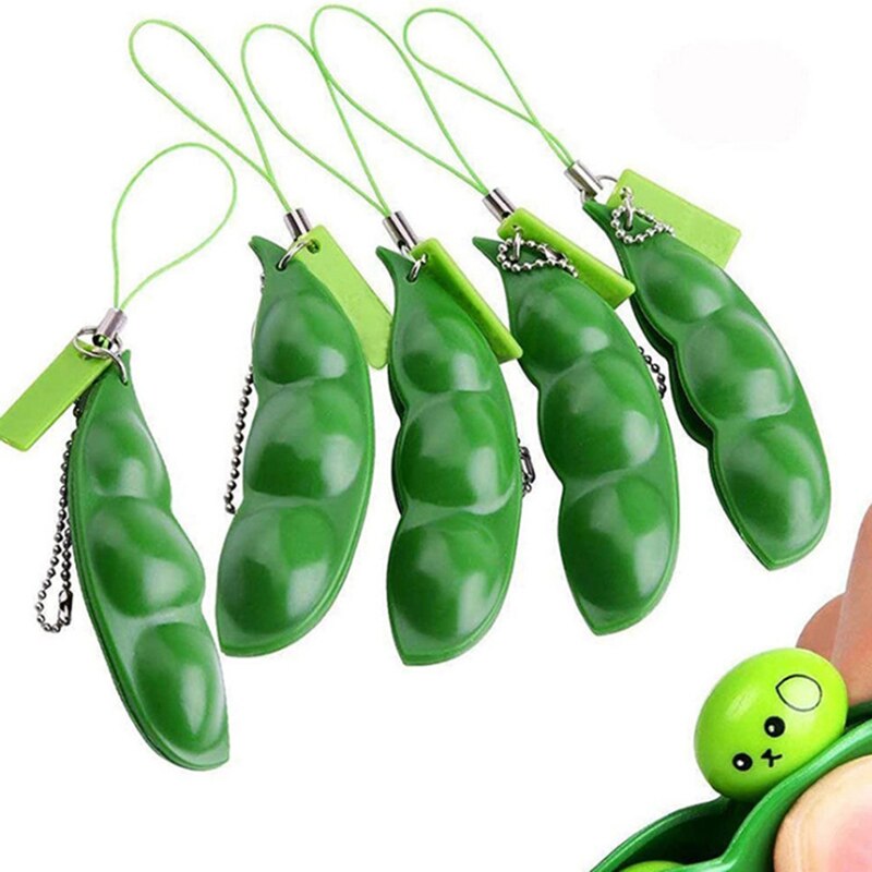 Oneindige Pinda Edamame Speelgoed Erwten Bonen Sleutelhanger Pop Het Fidget Squishy Decompressie Squeeze Antistress Fidget Stress Popper Speelgoed: 5pcs