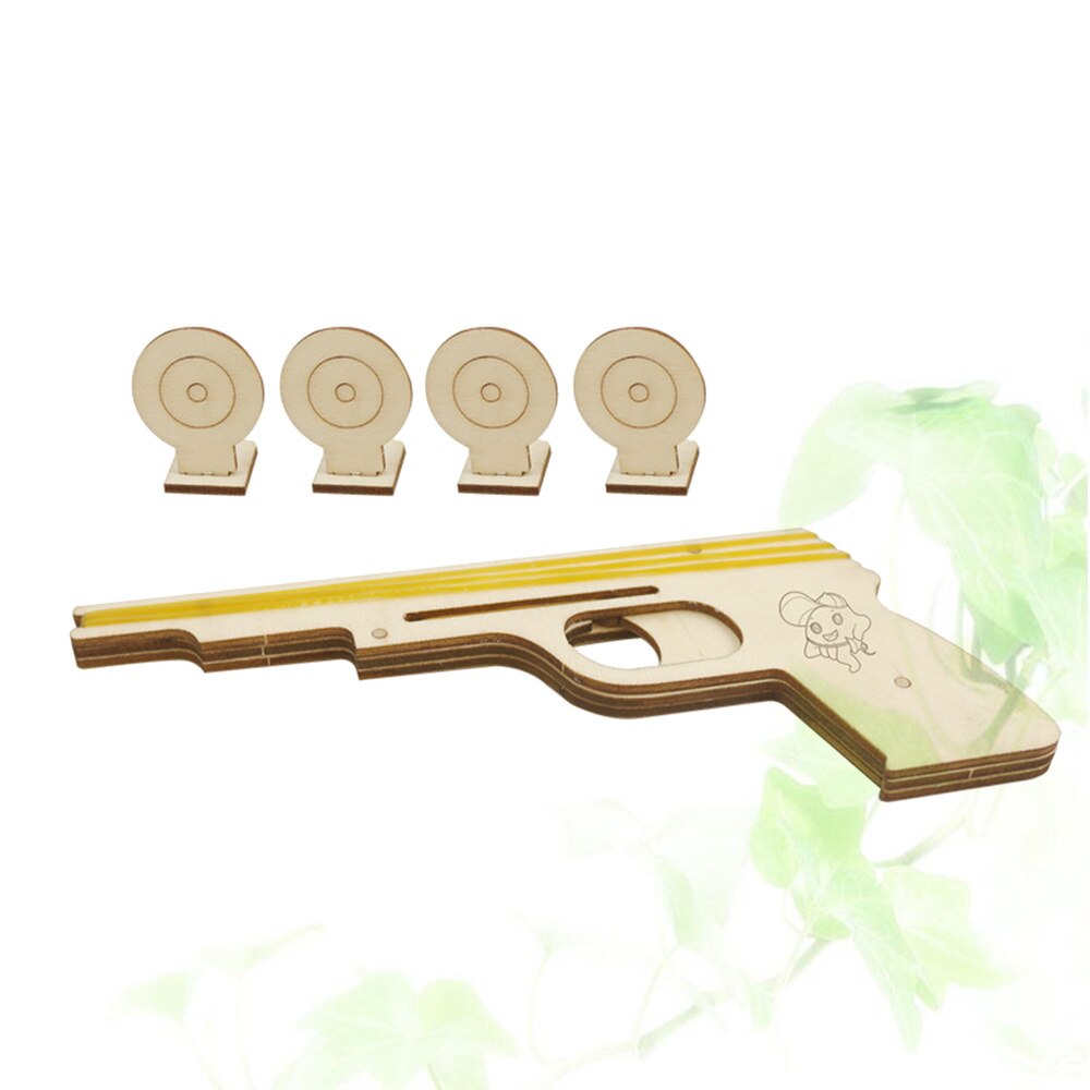 1 Set Rubber Band Shooter Retro Classic Wooden Assembled Launcher for Students Children