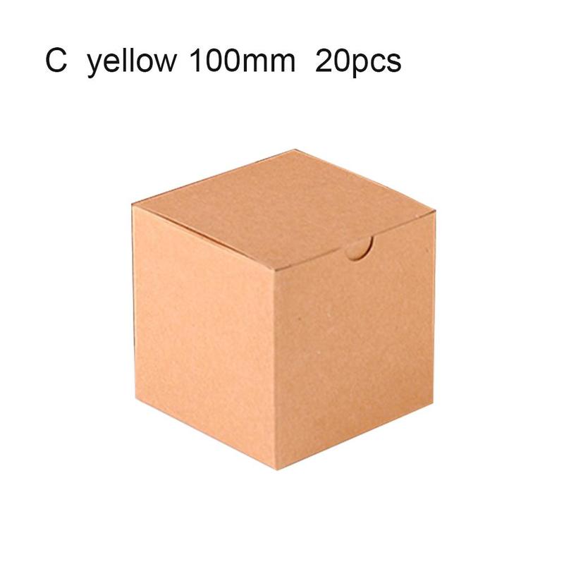 20pcs Square Kraft Paper Box Black Small Packing Wedding Cardboard Box Party Favor Box Box Brown Carton E7g0: C