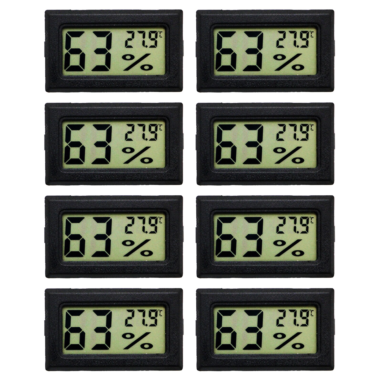 Medidor de humedad 2 en 1 para coche, herramientas de medición para interior y exterior, higrómetro Digital montado en la pared, termómetro para el hogar, 8 unids/set por juego