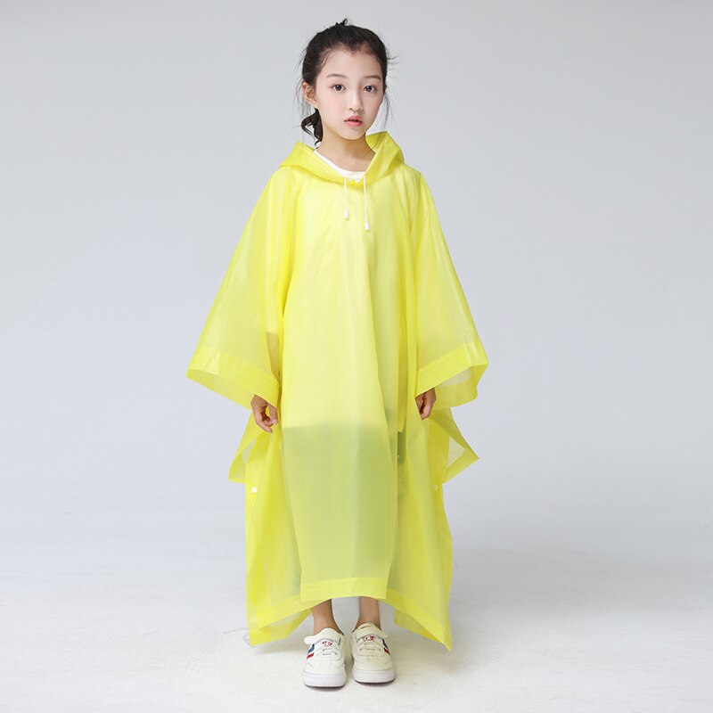 Chubasquero transparente con capucha para niños, chaqueta impermeable de para caminar, para niños y niñas: YELLOW