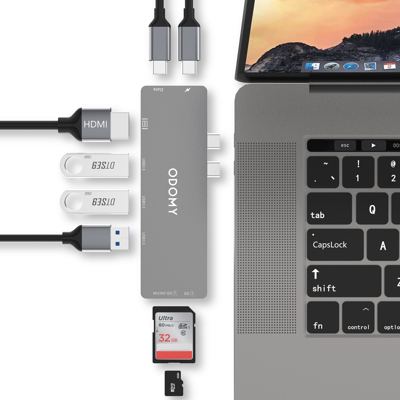 8 in 1 usb-c hub multi-port adapter til macbook pro multiport dock adapter til apple macbook pro 13 " & 15 "