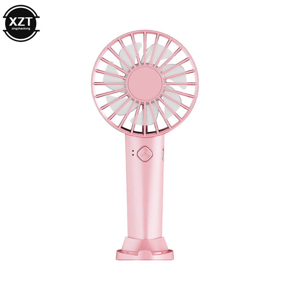 USB Mini starker Wind Hand ventilator tragbare leise wiederauf ladbare Desktop-Luftkühler mit Telefon halter Lüfter Outdoor-Reisen: Rosa