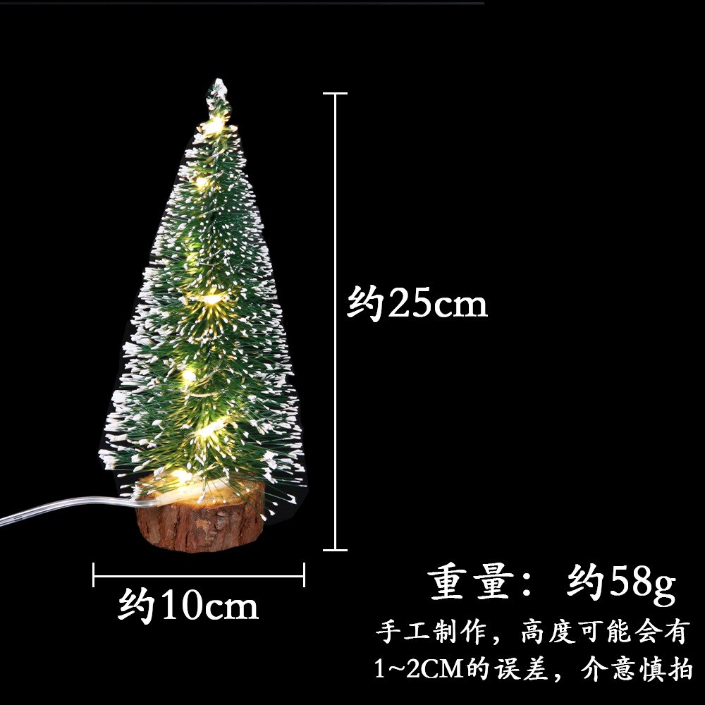 Desktop mini juletræ med led lys juledekorationer træ hvid boligindretning glædelig juletræ nederdele: 25cm varm lampe