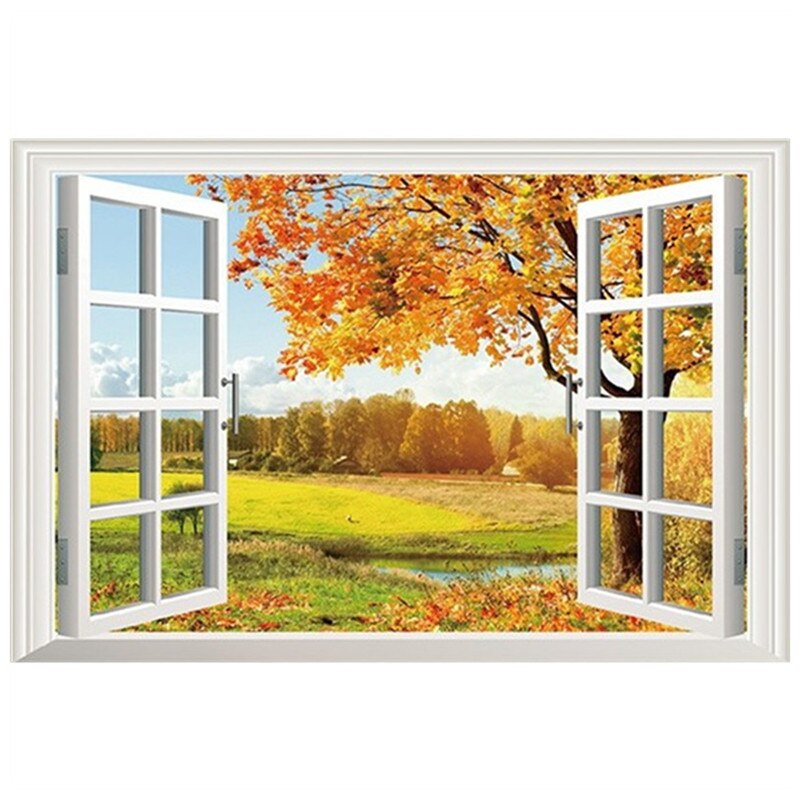 Outside the window sea view mural water city landscape 3d vinyl wall stickers home decoration scenery poster wallpaper 90*60cm
