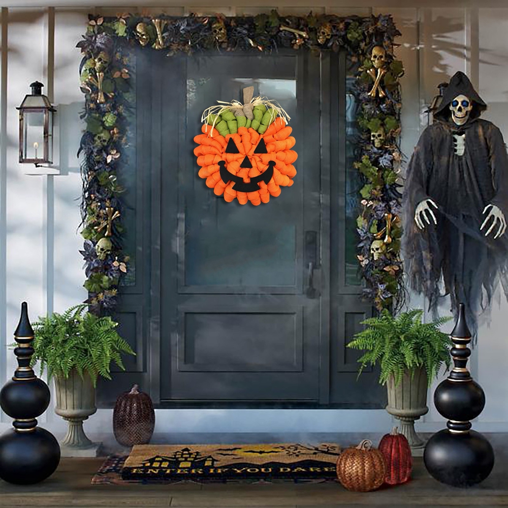 1Pc Halloween Pompoen Krans Kunstmatige Esdoorns Herfst Oogst Deur Opknoping Slingers Hanger Ornamenten