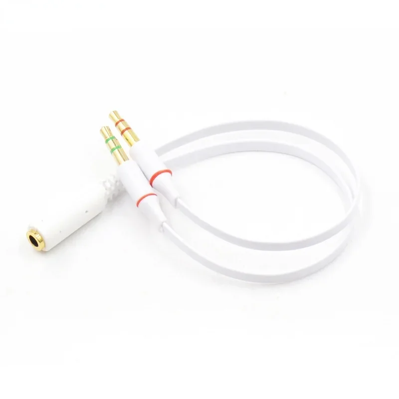 Adaptateur TRRS 3.5mm, 2 mâles, 1 femelle, Mini prise Jack 3.5mm, séparateur à 4 broches, Audio stéréo, Microphone, prise de câble plat vers connecteur 2 3 broches: Orange
