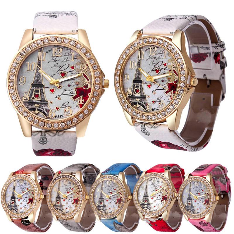 Mode Vrouwen Lederen Casual Horloge Luxe Analoge Quartz Crystal Horloge Casual Vrouwelijke Horloge Luxe