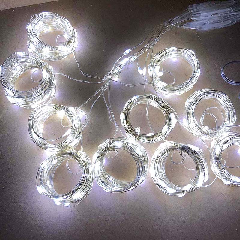 Festoon curtain garland for window with remote control Led fairy lights girls room bedroom Christmas year's eve decorations: White
