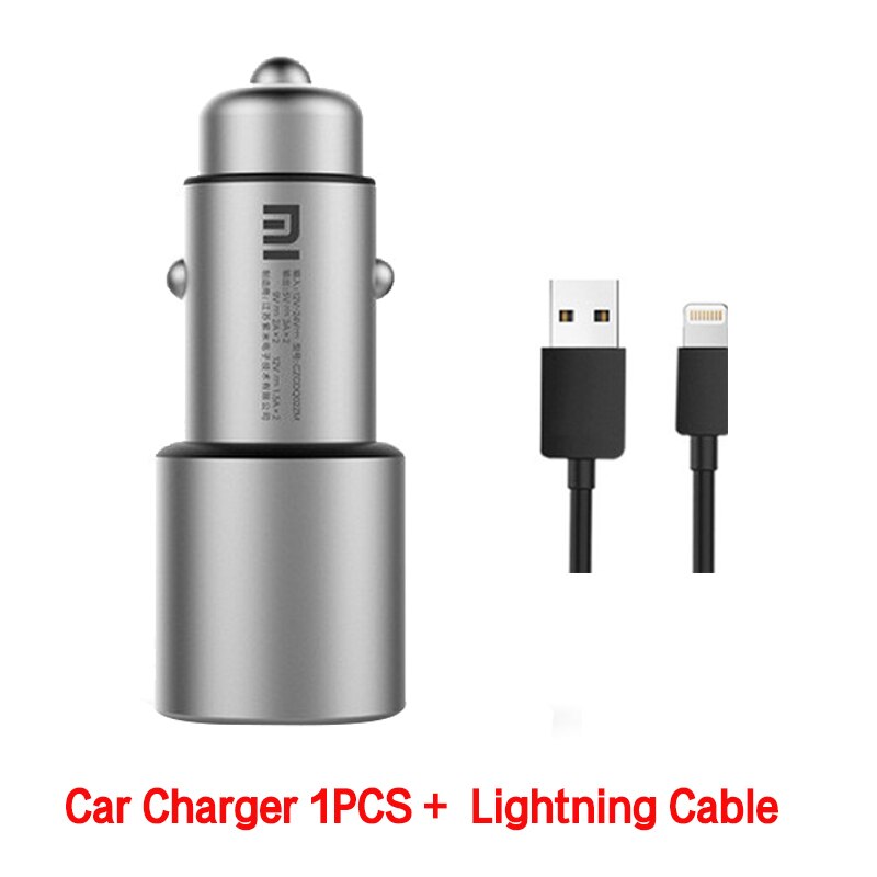 Original Xiaomi Car Charger QC 3.0 Dual USB Quick Charge 5V/3A 9V/2A Mi Car-Charger For Android iOS For iPhone Samsung Huawei: 1PCS Lightning Cable