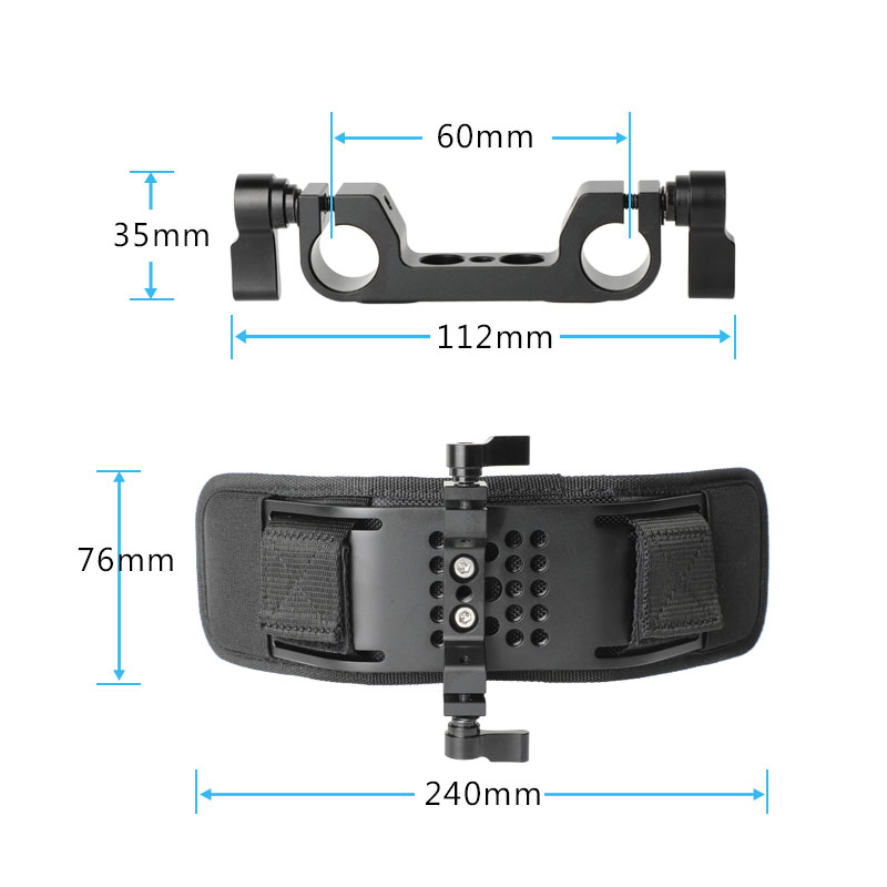 Kimrig universell grundläggande axelkudde för kamera med 15mm lws-stångklämmor för systemkameror, spegellös liten kamera, grundläggande axelkit