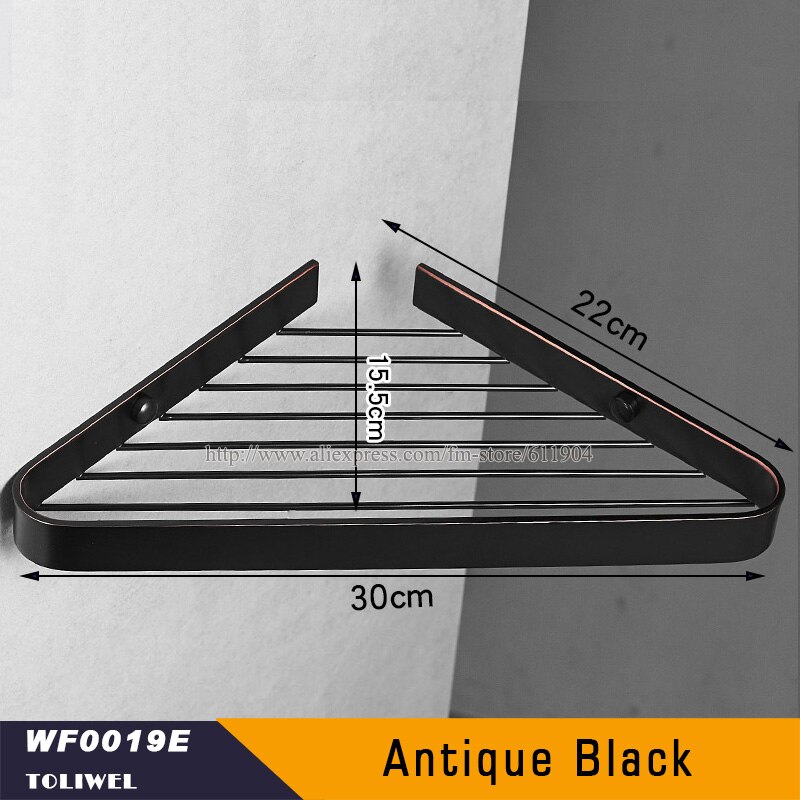 Bath Corner Shelf Antique Bronze Bathroom Shower Shelf Shampoo Holder Shelves Storage Shelf Rack Bathroom Basket Holder WF0019: Antique Black
