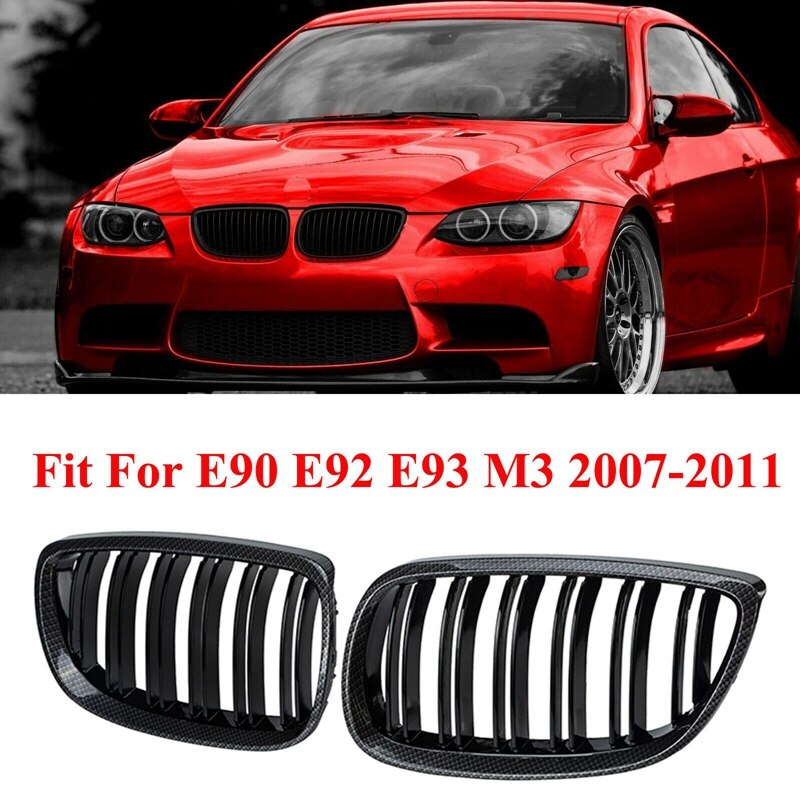 Voor-Bmw E90 E92 E93 M3 328I 335I 2007 Carbon Fiber Look Front Nieren 51137157275 51137157276: Default Title