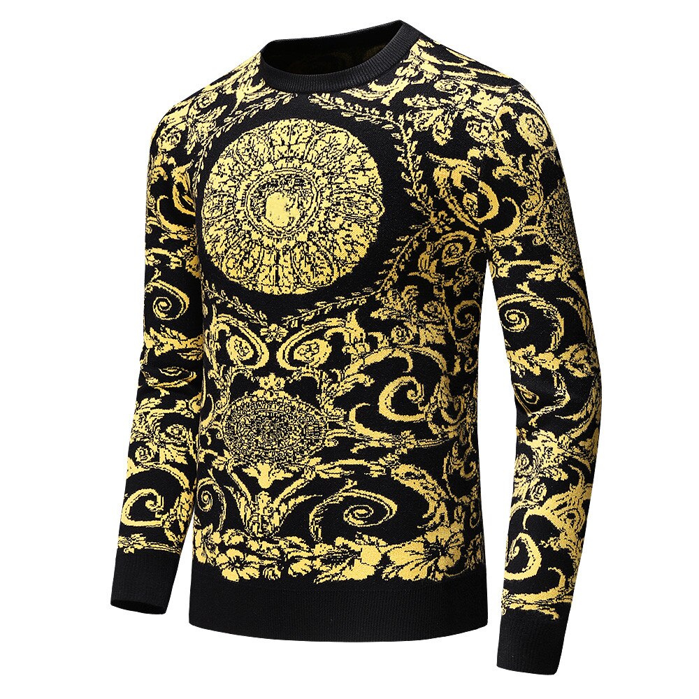Pull de luxe pour Homme, décontracté, classique, doré, à la , tendance, collection hiver 2022: as show / XXL