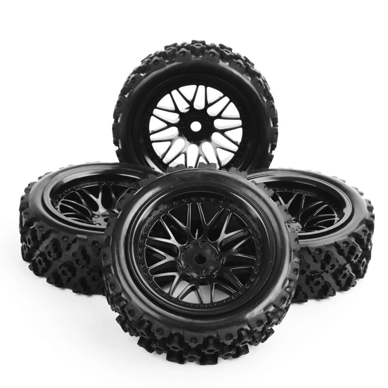 4pcs/set 1:10 RC Rubber Tyre Rim Car Racing Off Road Tires PP0487+BBNK