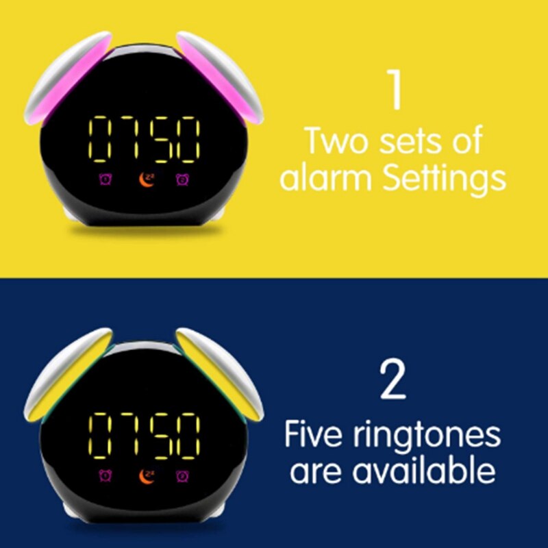 Children's Training Device, Alarm Clock, Night Light and Sleep Sound Machine, Rechargeable ligent Alarm Clock