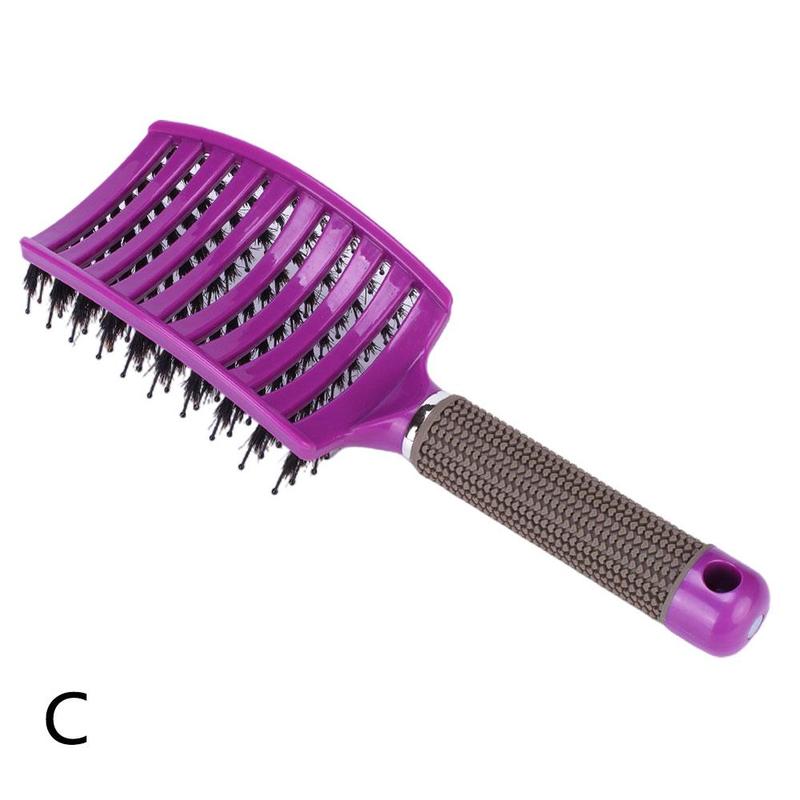 Anti Klit Hairbrush Brushy Women Hair Scalp Massage Comb Bristle&amp;nylon Hairbrush Wet Curly Detangle Hair Brush Scalp Brush: purple