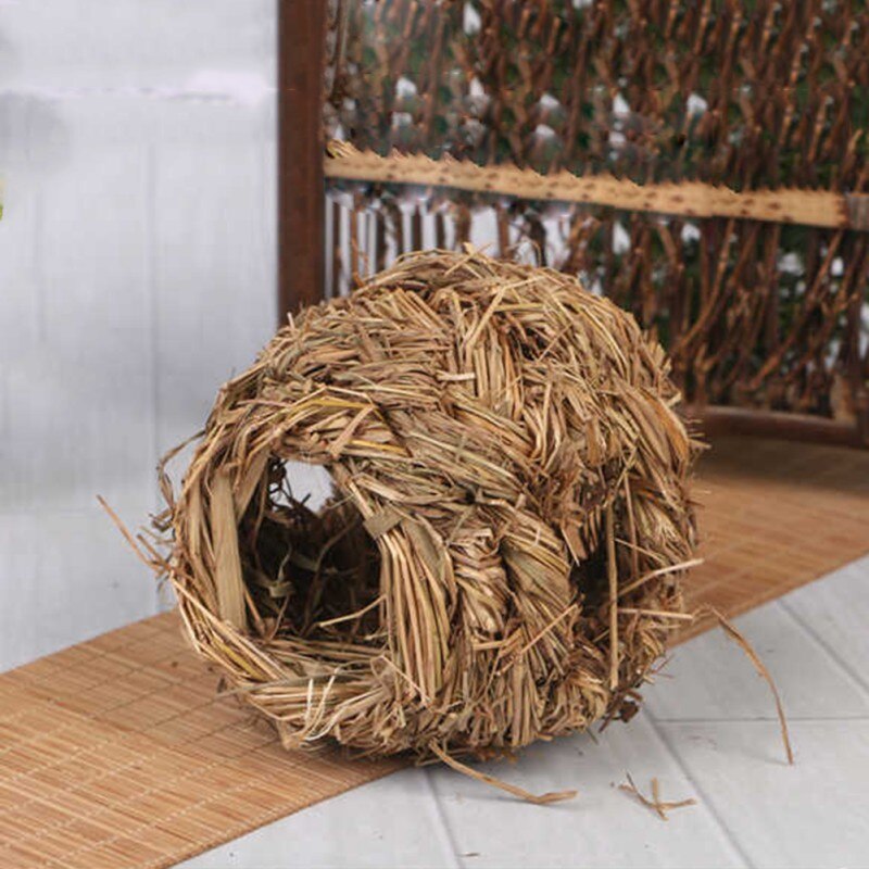 Hjemmevævet bur til marsvin hamster komfortabelt kæledyr håndvævet græsnet tilbehør til små dyr kanin