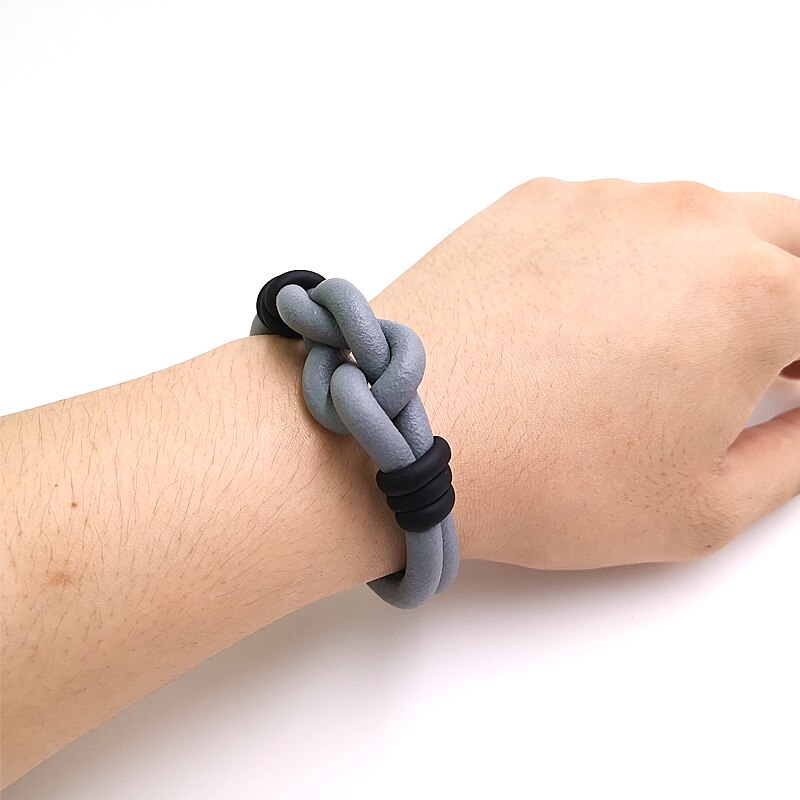 YD&YDBZ Handmade Bracelets For Women Rubber Bracelet Bind Accessories Black And Gray Chains