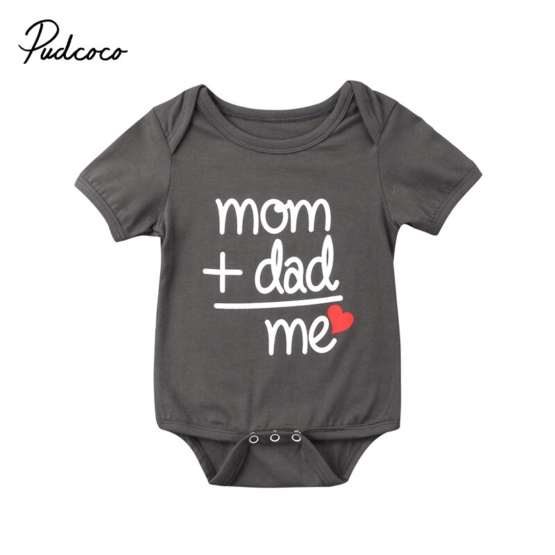 Summer Casual Newborn Infant Baby Boys Girls MOM DAD Letter Print Short Sleeve Bodysuit Jumpsuit Sunsuit Outfit Clothes 0-24M