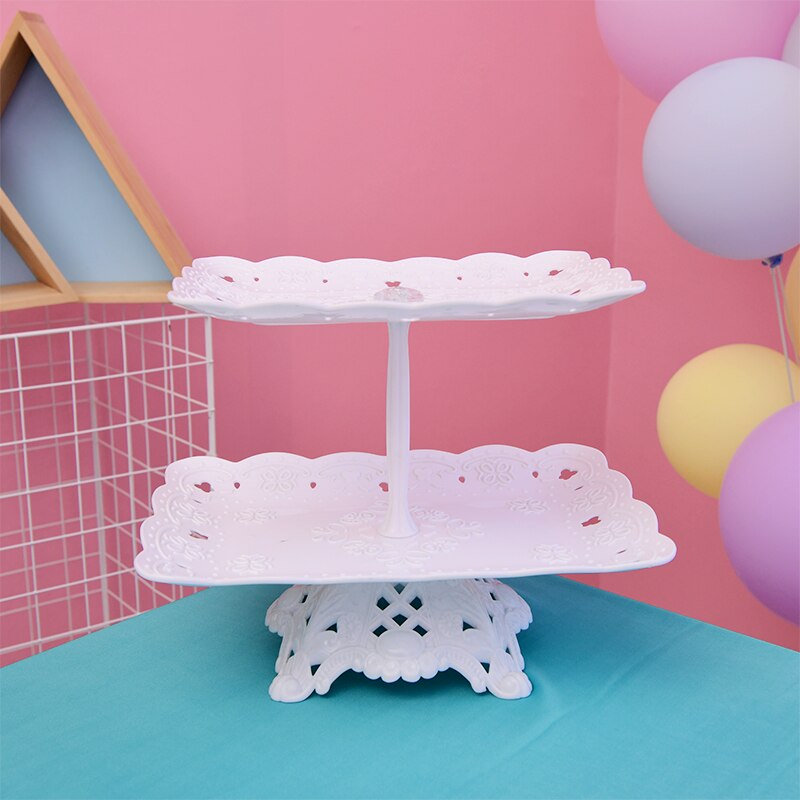 3 Tier Food Grade Plastic Fruit Dessert Plate Cake Stand Wedding Birthday Party Decor Macaron Plates 2 Tier: 3