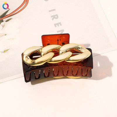 Metal Chain Catch Clip Simple Large Back Head Broken Hair Clip Female Headdress Temperament Shark Clip: TE090
