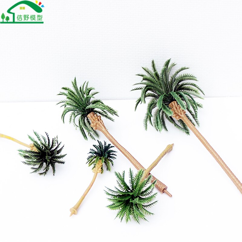 15Pcs/Lot Miniature Plastic Coconut Trees architectural sand table train model landscape scenery layout Ho scale tree material N