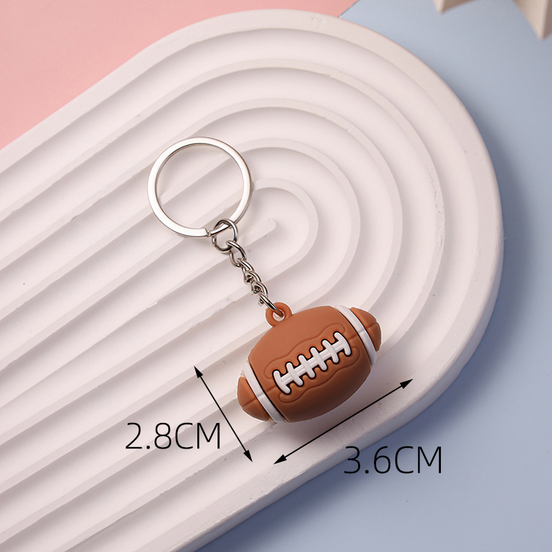 Simulatie Voetbal Basketbal Volleybal Tennis Rugby Sleutelhanger PVC Creatieve Mini Sleutelhanger Rugzak Hanger Auto Accessoires Cadeau