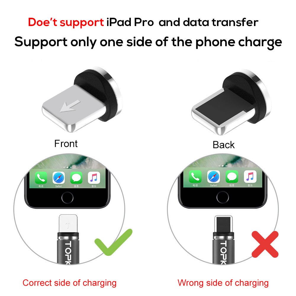 Topk AM51 Magnetische Usb-kabel Voor Iphone Charger Micro Usb Type C Voor Samsung Galaxy S9 S8 Plus Note Usb C Lader Kabel
