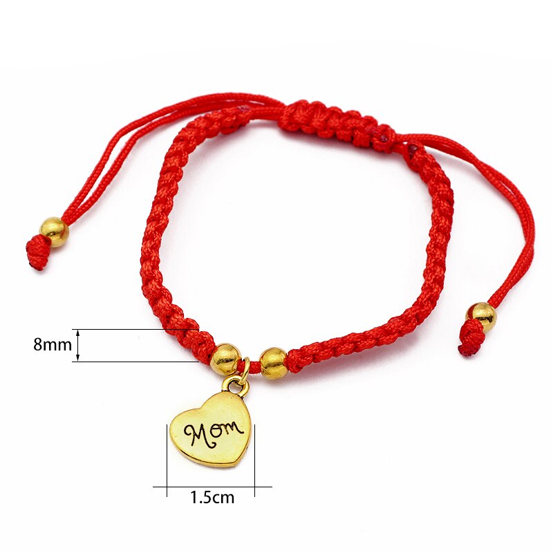 Familia mamá encanto pulseras de hilo rojo cuerda joyería de la suerte el día de la madre bendición familiar brazalete Feminino