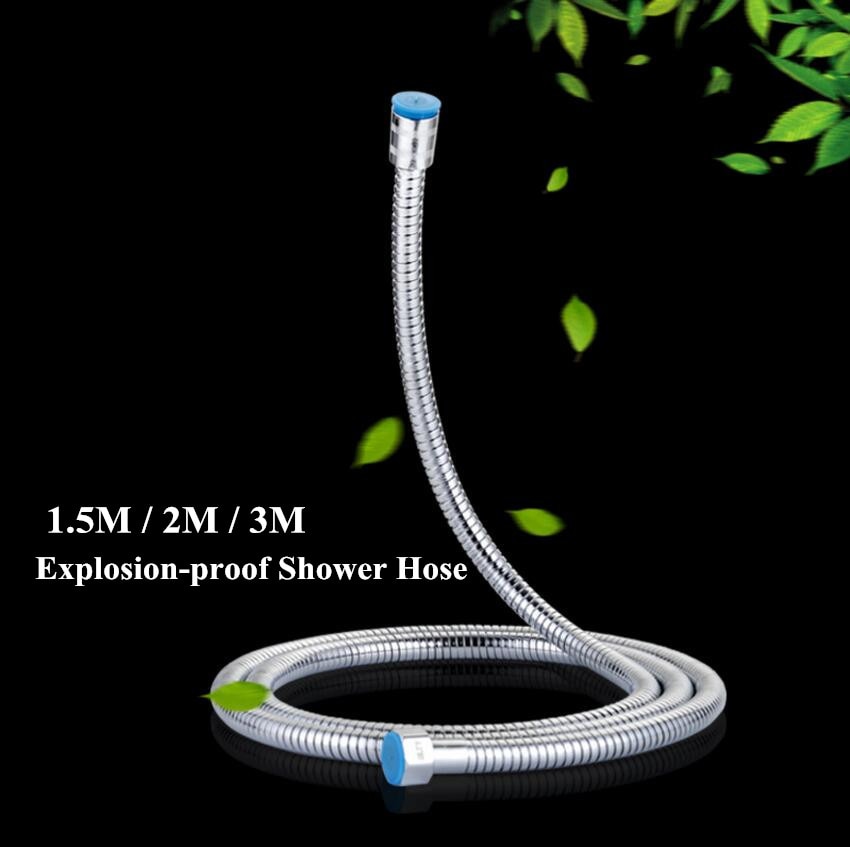 Accesorios de baño, manguera de ducha antigiro 1,5 m/2m/3m manguera de agua de baño de cabezal de ducha cromado a prueba de explosiones de acero inoxidable