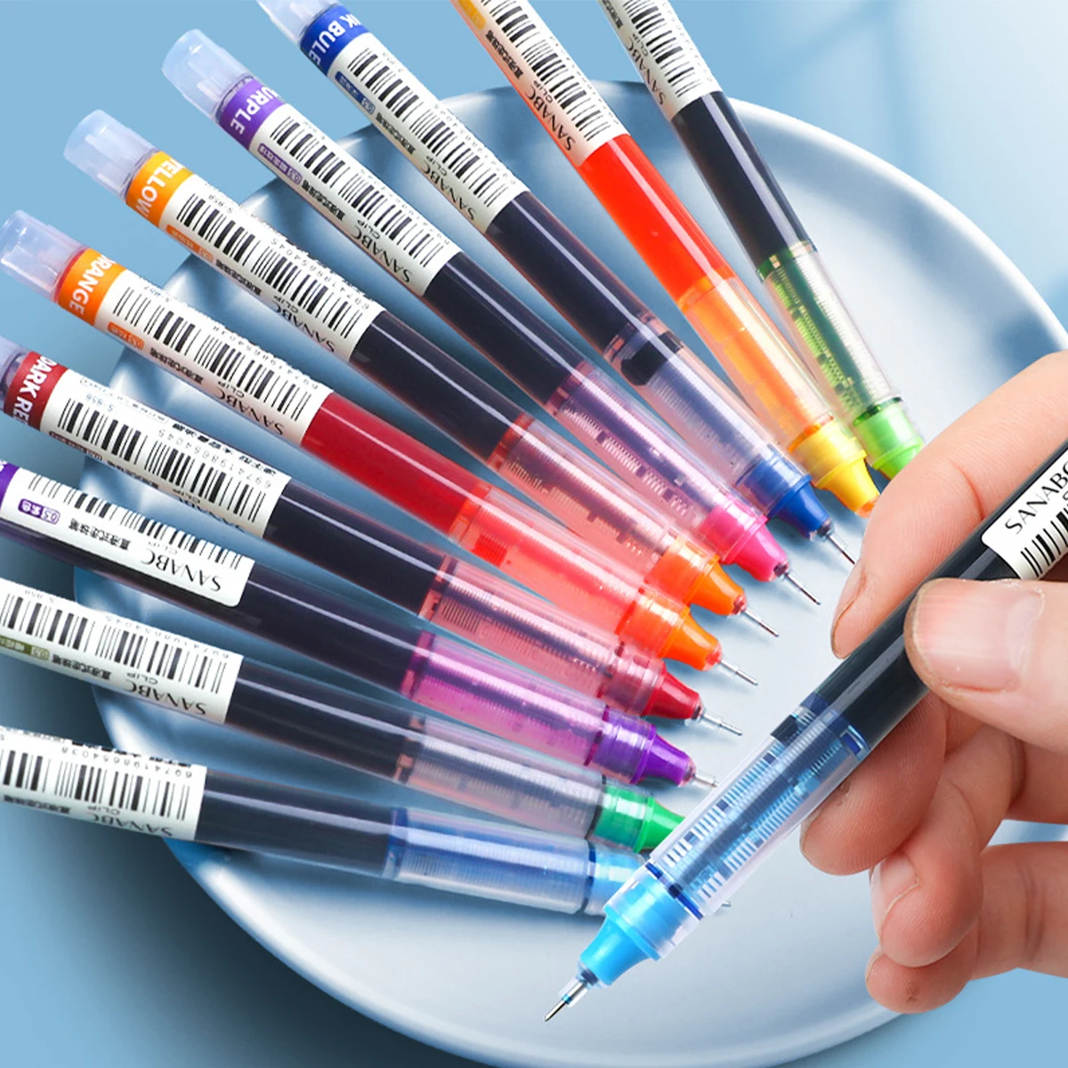 10Pcs/set Needle Type Gel Pens Straight Liquid Ballpoint Pen Kawaii Stationery School Office Supplies Writing