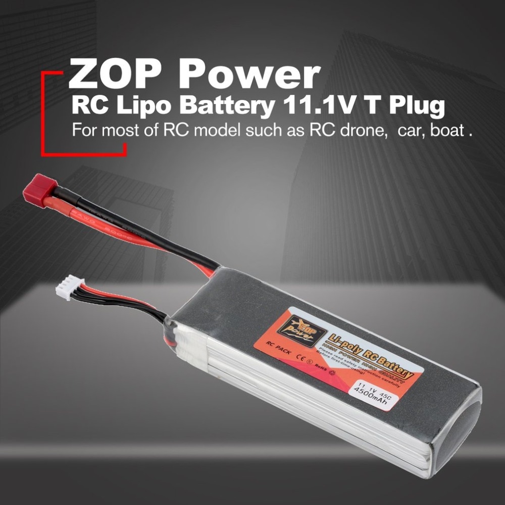Zop Power 11.1V 4500 Mah 45C 3S 1P Lipo Batterij T Plug Oplaadbare Voor Rc Racing Drone quadcopter Helicopter Auto Boot