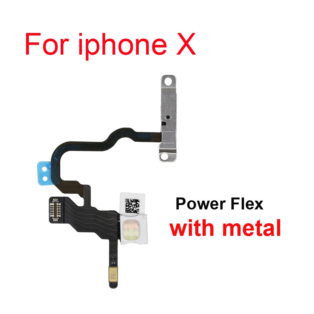 1 stk power flex med metalholder til iphone 5 5s 6 6s 7 8 plus mute switch strømstyrkeknap flex kabel: For x power