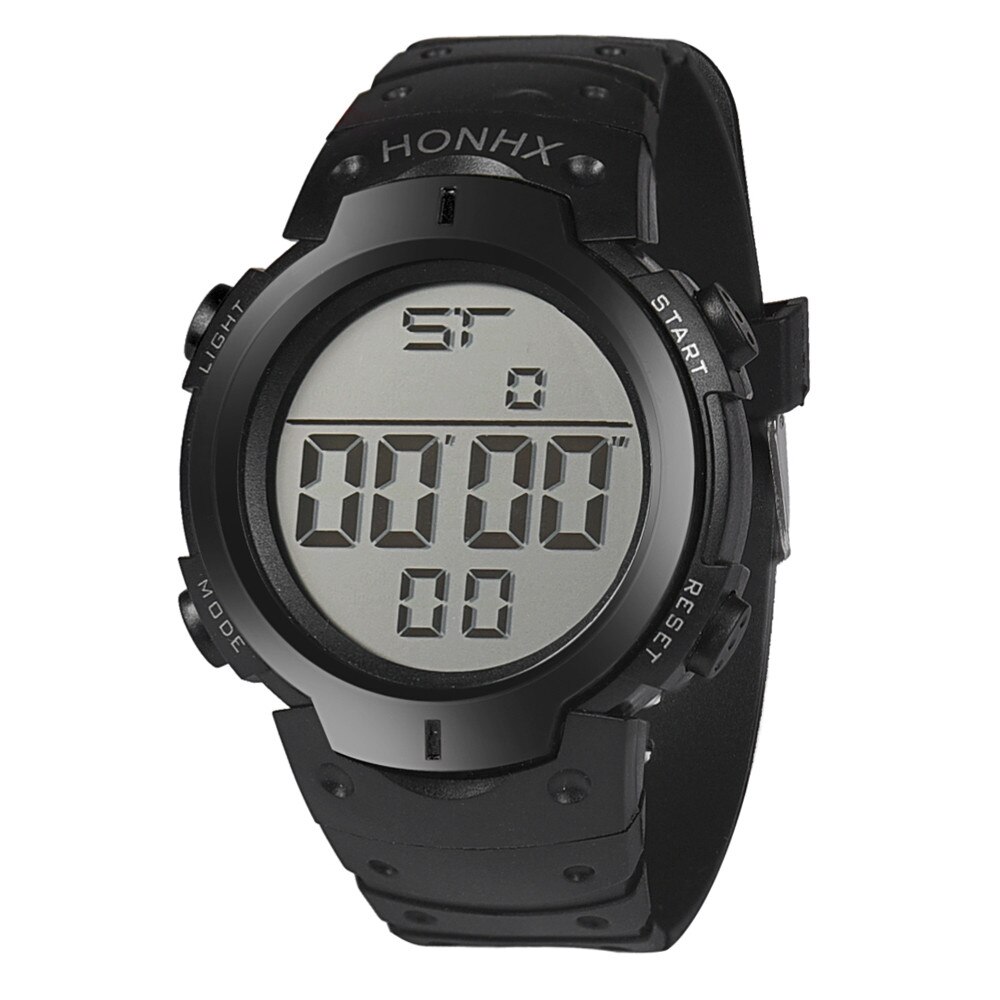 Uhren Herren Wasserdicht männer Junge Lcd Digital Stoppuhr Datum Gummi Sport Armbanduhr Wasserdichte Uhr Einfache