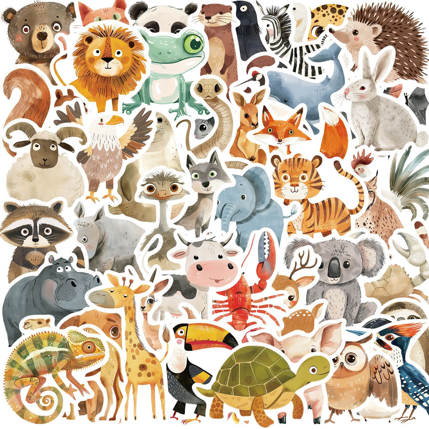 50Pcs Cute Childrens Book Paintings Animals Stickers Aesthetic Decal Luggage Skateboard Cute Graffiti Girl Boy Stickers: Default Title