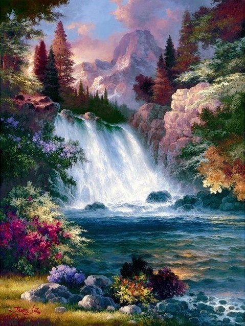 HUACAN Picture By Numbers Waterfall Scenery Drawing On Canvas Paint HandPainted Art Kits DIY Home Decoration: SZHC1-3226