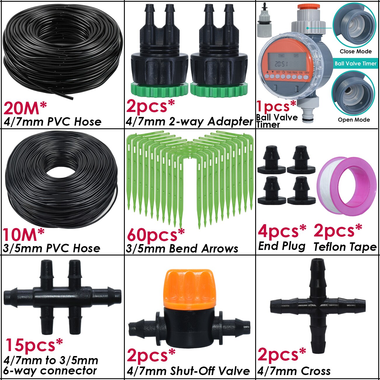 KESLA Garten 4/7 mm bis 3/5 mm Schlauchbewässerungssystem Mikro Tropfen Bewässerung Bausatz Timer Pfeil Emitter Tropfer Bonsai Pflanze Gewächshaus: Marine Blau