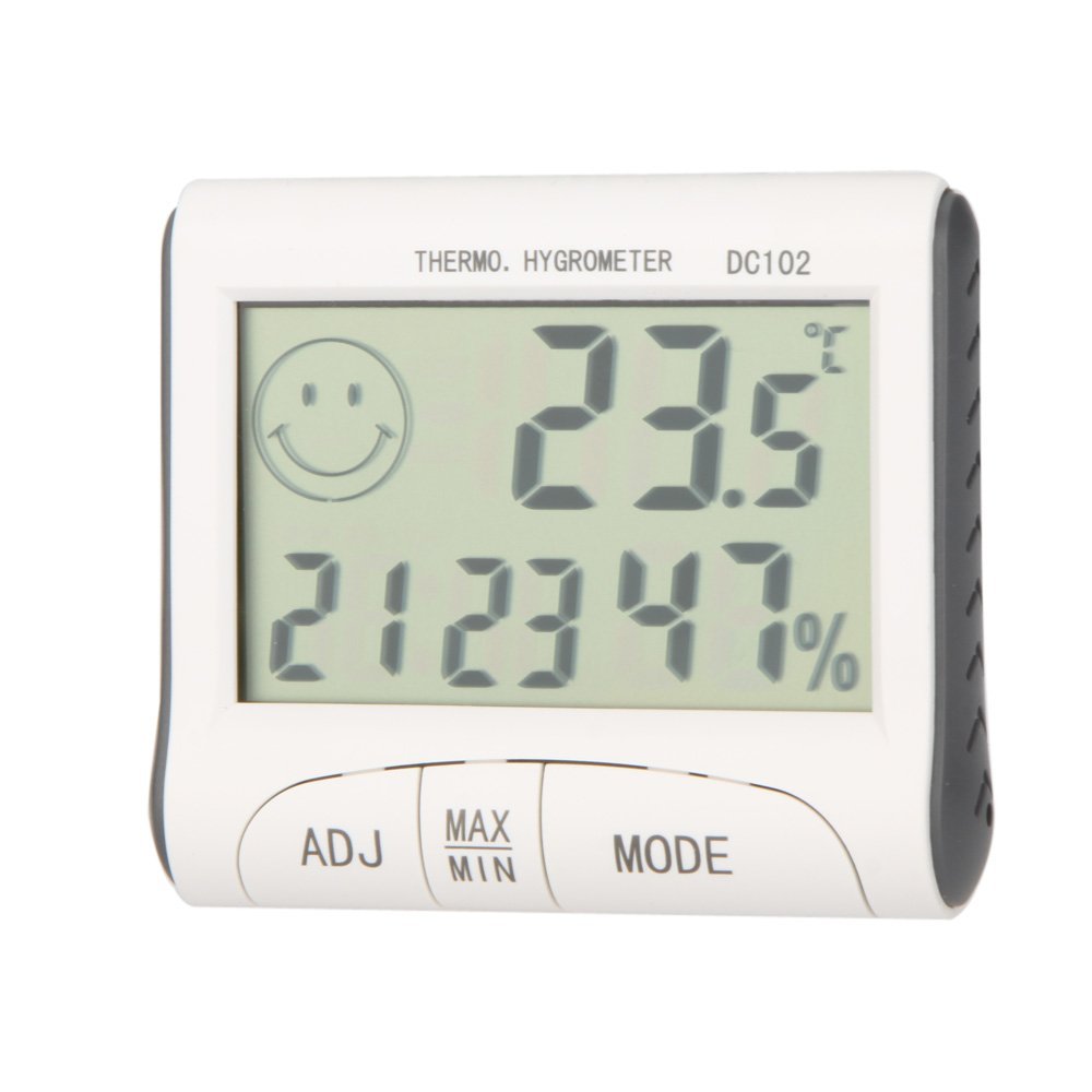 LHLL-LCD Digital thermometre hygrometre temperature humidite compteur horloge / magnetique Blanc