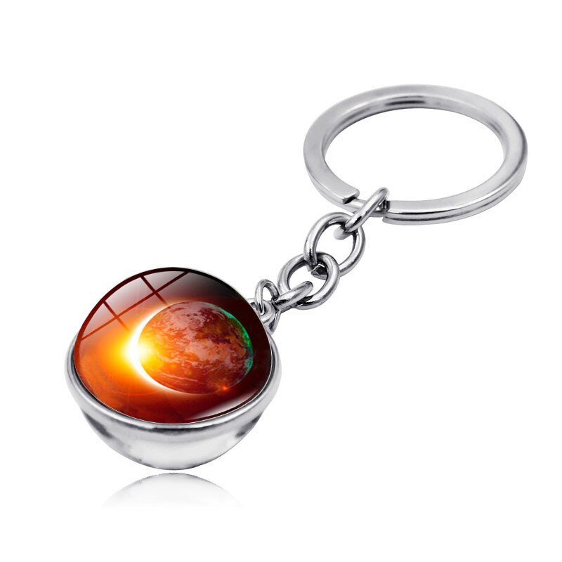Moto Keychain Key Ring Chain Glass Ball Keyring Solar System For Friend Auto Accessorie Motorcycle Keychain Keys Holder: Green