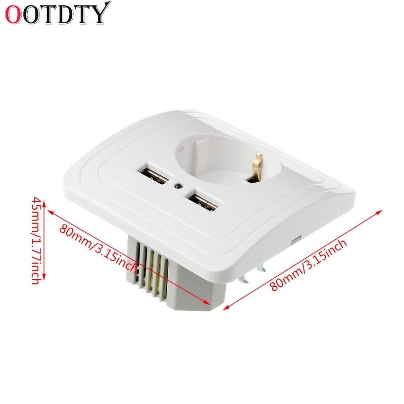 OOTDTY Dual USB Port 5V 2A Electric Wall Charger Adapter EU Plug Socket Switch Power Charging Outlet