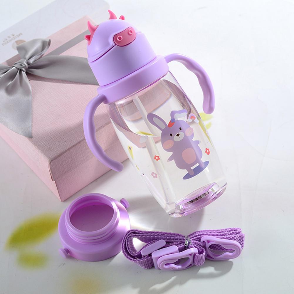 Botella de agua con luz LED para niños, vaso de plástico a prueba de fugas, con pajita parpadeante