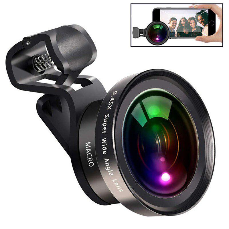 Yiwa – objectif de téléphone HD à grande ouverture, grand Angle 0,45 x et Macro 15x, 2 en 1, pour iPhone, Samsung r35