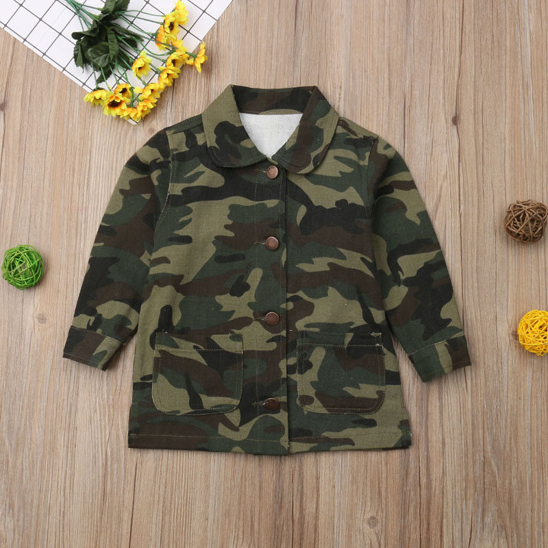 2-8 år happy smile crew tryckt kappa för småbarn barn flickor camo jackor vår höst kläder