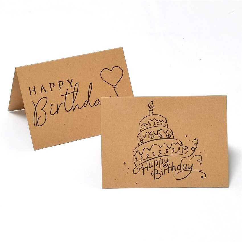 10Pcs Kraft Paper Happy birthday Cards 4x6'' Birthday Thank You Card For Decor Blank Note Cards Baking cakes Party supplies
