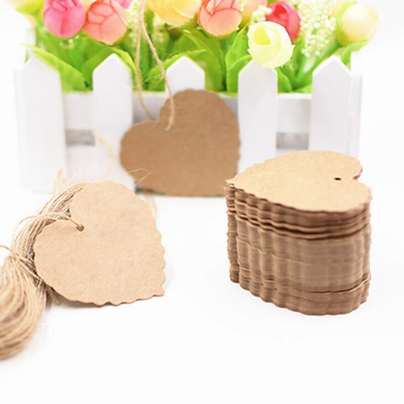 50 Étiquettes Cadeau En Forme De Cœur En Papier Kraft - Rose - DIY, Mariage, Anniversaire, Artisanat - Dimensions ~4.5x4 Cm