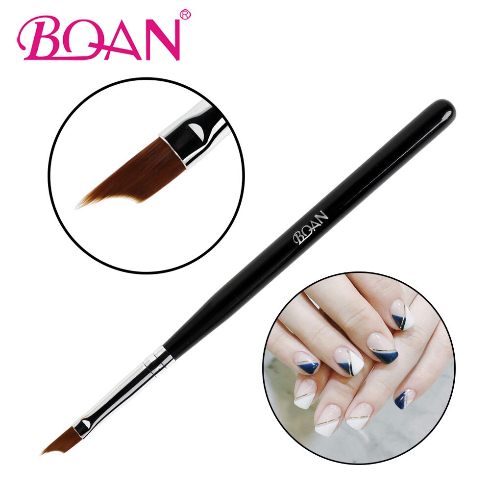 BQAN-pincel francés para uñas, 1 pincel para manicura francesa, de uñas en Gel UV para pintura, dibujo y pulido, puntas francesas para manicura, brochas de media luna: Black