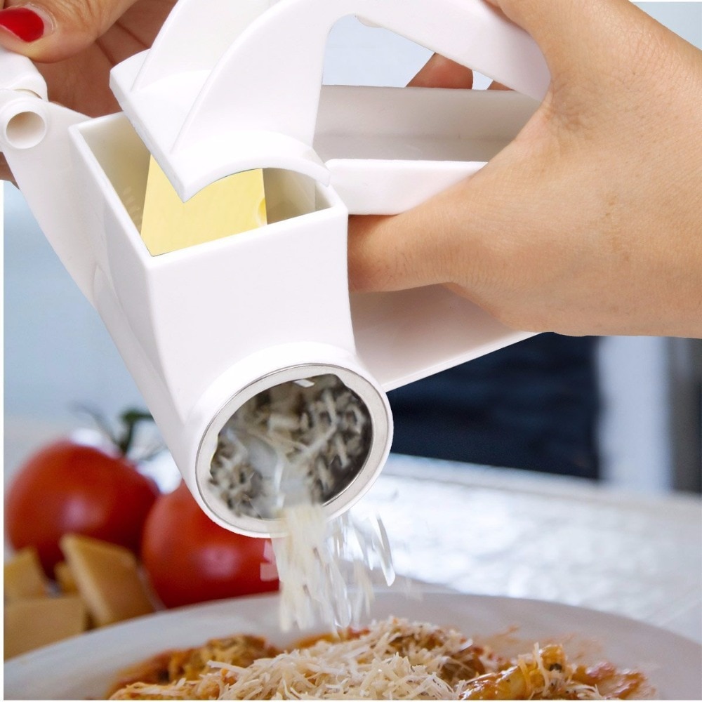 Cheese Grater Stainless Steel Drum Blade Handheld Parmesan Hard Cheese Shredder Slicer Grinder