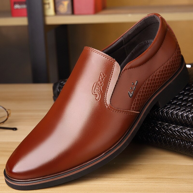 Chaussures plates en cuir à bout pointu pour hommes, chaussures de base formelles de mariage de supérieure,