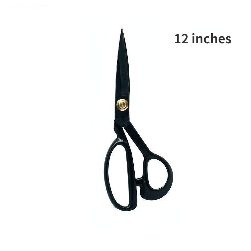 Tailor Scissors Manganese Steel Forging Handmade Scissors Sewing Cloth Cutting Clothing Scissors Household Large Scissors: 12 inch black blade